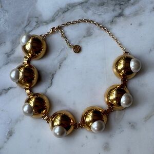 Miu Miu Gold and Pearl Choker Necklace